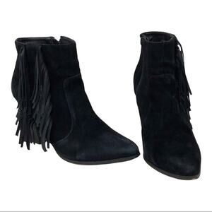 Express Black Suede Fringe Ankle Booties